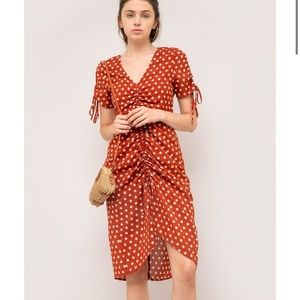 Article & J.O.A. Rust Polka Dot Dress